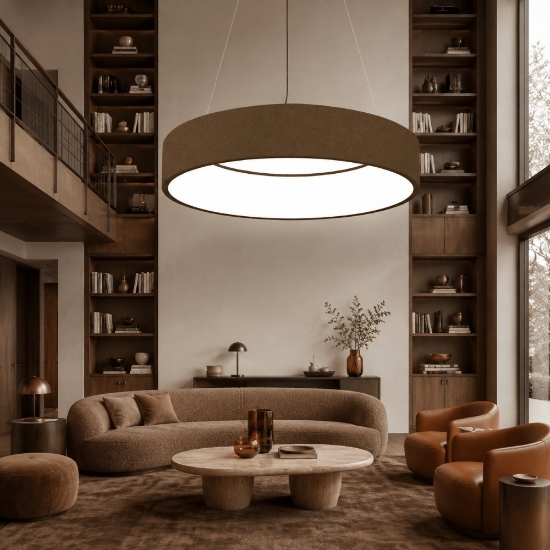 Lampadario 60 cm moderno anello ruggine led 36w cct 3000k 4000k dimmerabile per soggiorno