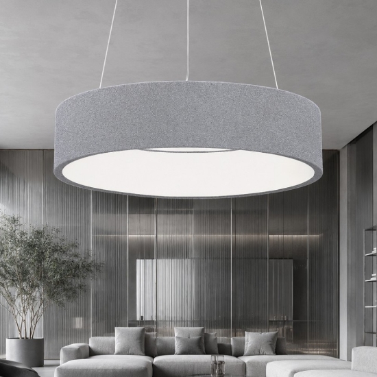 Lampadario a sospensione 60 cm grigio perla anello led 36w cct 3000k 4000k dimmerabile