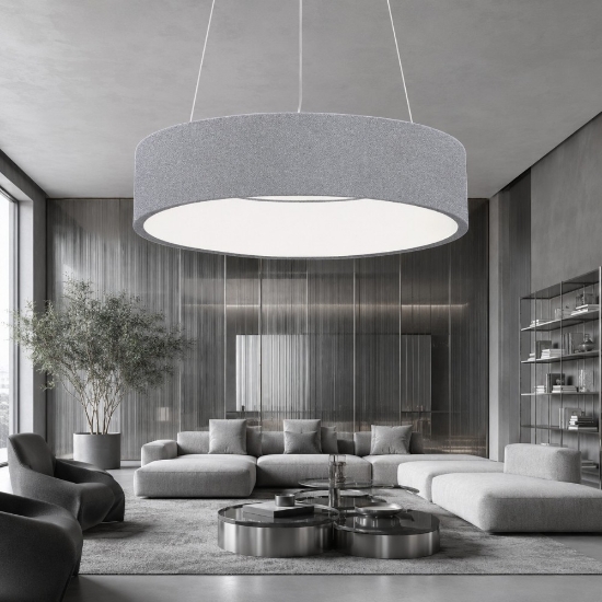 Lampadario a sospensione 60 cm grigio perla anello led 36w cct 3000k 4000k dimmerabile
