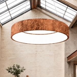 Lampadario a sospensione 60 cm moderna anello foglia rame led 36w cct 3000k 4000k dimmerabile