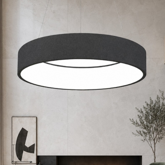 Lampadario 60 cm moderno anello antracite led 36w cct 3000k 4000k dimmerabile