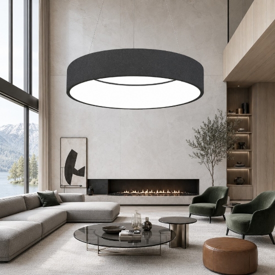 Lampadario 60 cm moderno anello antracite led 36w cct 3000k 4000k dimmerabile
