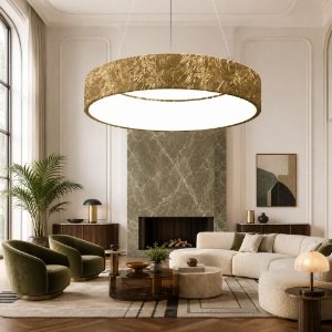 Lampadario 60 cm moderno anello oro led 36w cct 3000k 4000k per soggiorno
