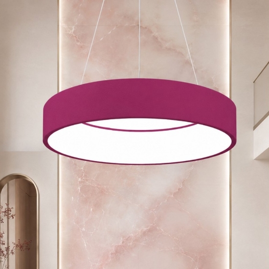 Lampadario 60 cm moderno anello magenta led 36w cct 3000k 4000k dimmerabile