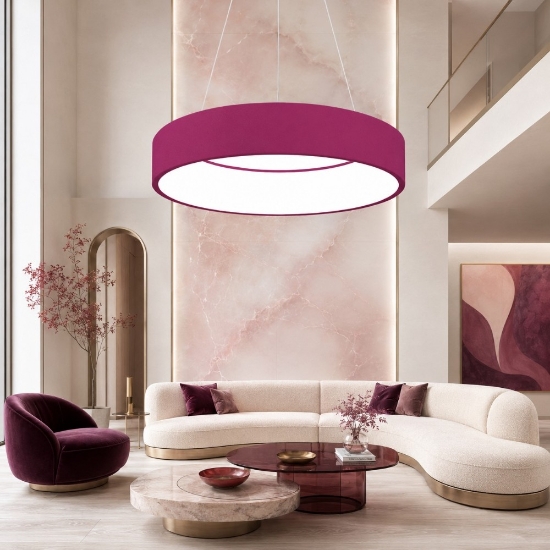 Lampadario 60 cm moderno anello magenta led 36w cct 3000k 4000k dimmerabile