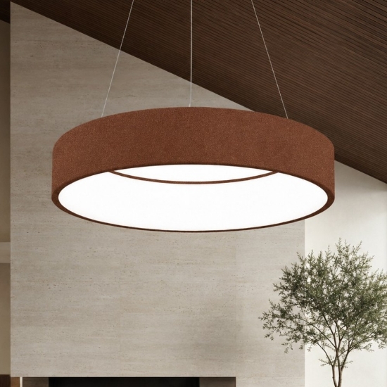 Lampadario 60 cm moderno anello rame opaco led 36w cct 3000k 4000k per soggiorno