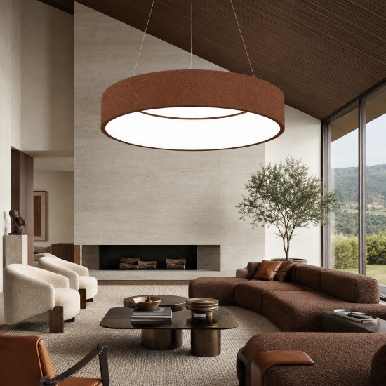 Lampadario 60 cm moderno anello rame opaco led 36w cct 3000k 4000k per soggiorno