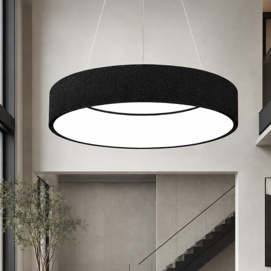 Lampadario 60 cm moderno nero anello led 36w cct 3000k 4000k dimmerabile