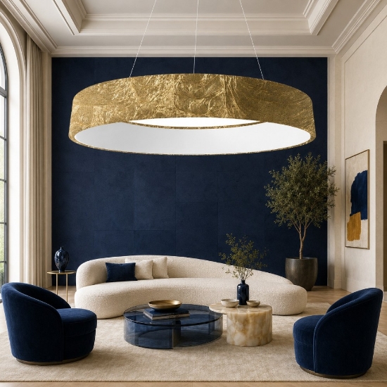 Lampadario a sospensione 80 cm moderna oro anello led 96w cct 3000k 4000k dimmerabile