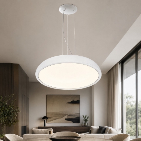 Lampada a sospensione moderna bianca led 48w 3000k dimmerabile