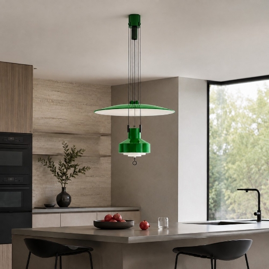Stilnovo saliscendi lampadario da cucina bianco doppia emissione led 2700k