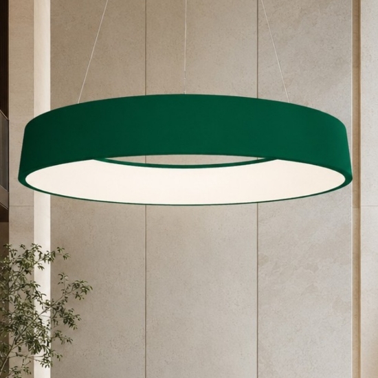 Lampadario 80 cm moderno anello verde bosco led 96w cct 3000k 4000k