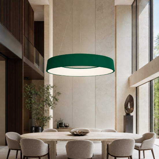Lampadario 80 cm moderno anello verde bosco led 96w cct 3000k 4000k