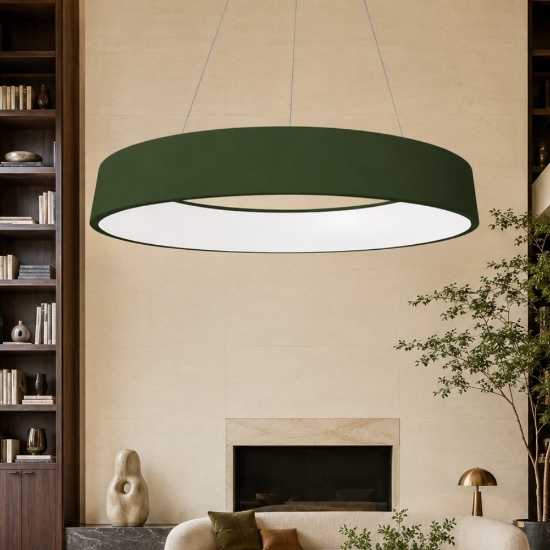 Lampadario 80 cm moderno anello verde oliva led 96w cct 3000k 4000k dimmerabile