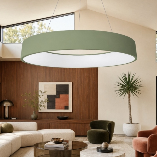 Lampadario 80 cm moderno verde anello led 96w cct 3000k 4000k dimmerabile per soggiorno