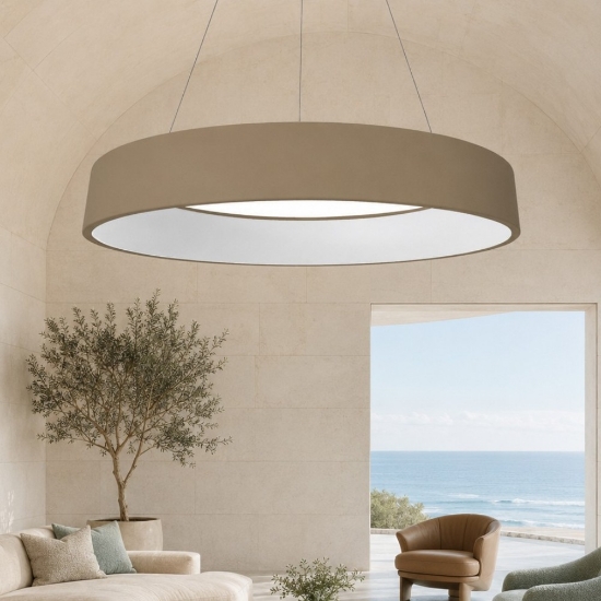 Lampadario 80 cm moderno sabbia anello led 96w cct 3000k 4000k dimmerabile per soggiorno
