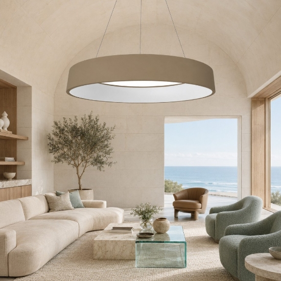 Lampadario 80 cm moderno sabbia anello led 96w cct 3000k 4000k dimmerabile per soggiorno