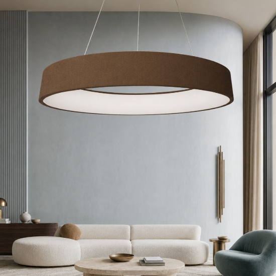 Lampadario 80 cm moderno anello ruggine led 96w cct 3000k 4000k dimmerabile