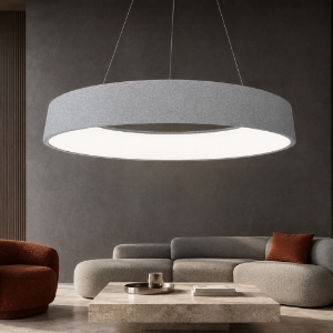Lampadario 80 cm grigio perla anello led 96w cct 3000k 4000k dimmerabile per soggiorno