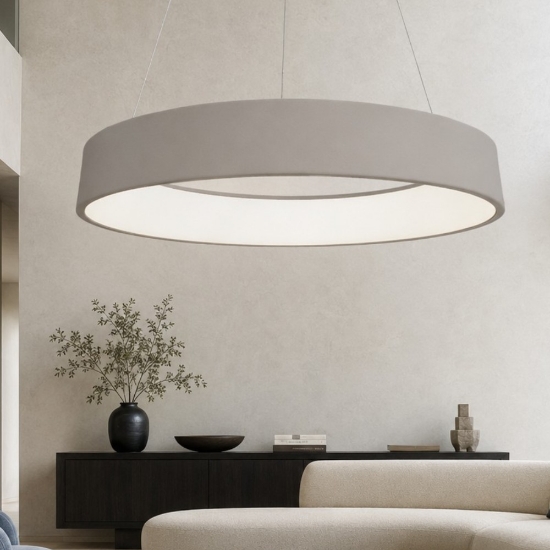 Lampadario a sospensione 80 cm moderno tortora led 96w cct 3000k 4000k dimmerabile