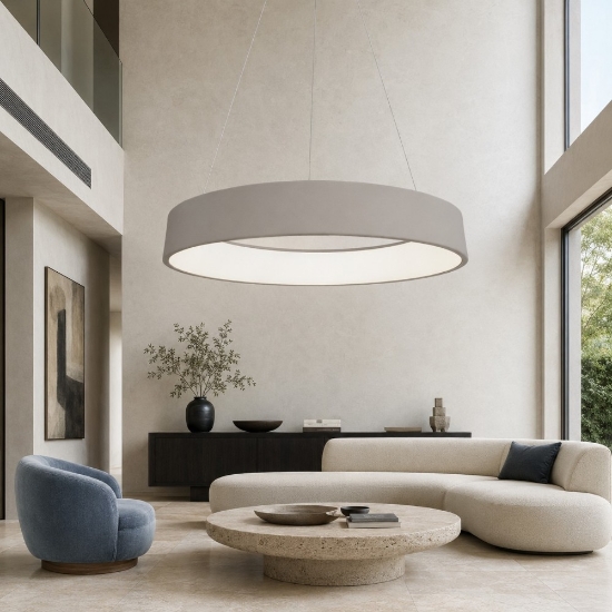 Lampadario a sospensione 80 cm moderno tortora led 96w cct 3000k 4000k dimmerabile