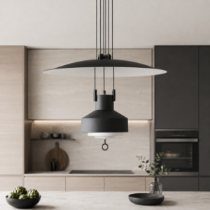 Lampada a sospensione da cucina nero opaco led 2700k saliscendi stilnovo