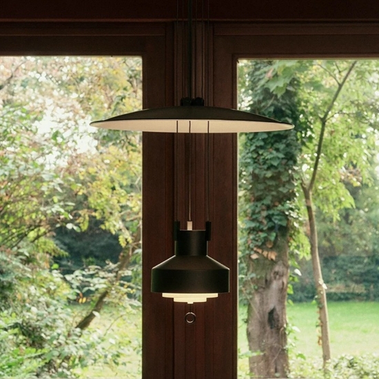 Lampada a sospensione da cucina nero opaco led 2700k saliscendi stilnovo