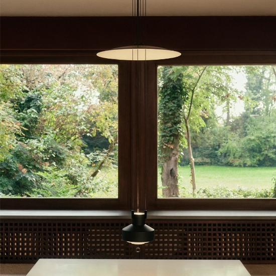 Lampada a sospensione da cucina nero opaco led 2700k saliscendi stilnovo