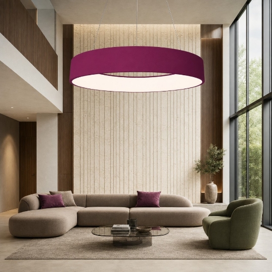 Lampadario a sospensione 80 cm moderno magenta led 96w cct 3000k 4000k dimmerabile