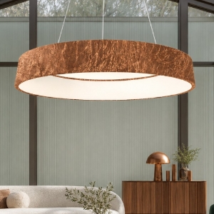 Lampadario 80 cm anello rame led 96w cct 3000k 4000k per soggiorno