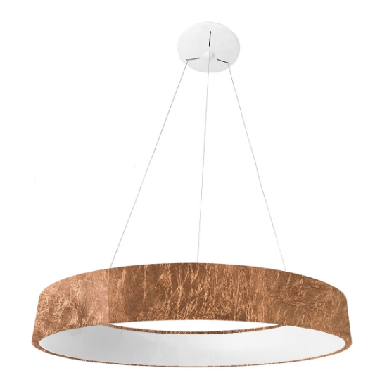 Lampadario 80 cm anello rame led 96w cct 3000k 4000k dimmerabile per soggiorno