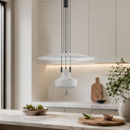 Stilnovo saliscendi lampadario da cucina bianco led 2700k