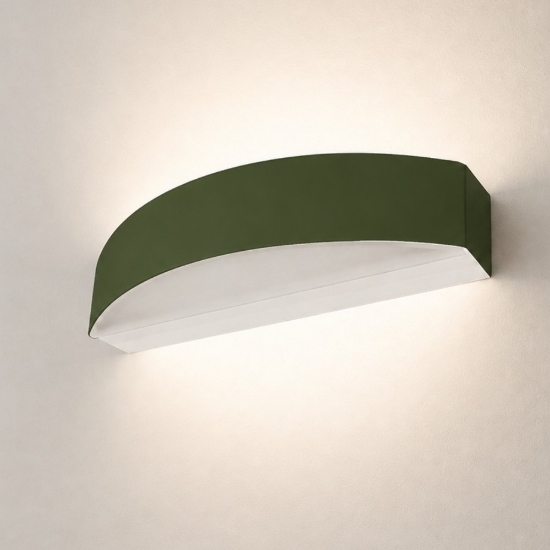 Applique curva da parete moderna biemissione led 16w cct 3000k 4000k verde oliva