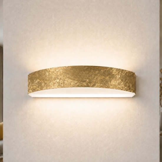 Applique da parete moderna biemissione led 16w cct 3000k 4000k foglia oro