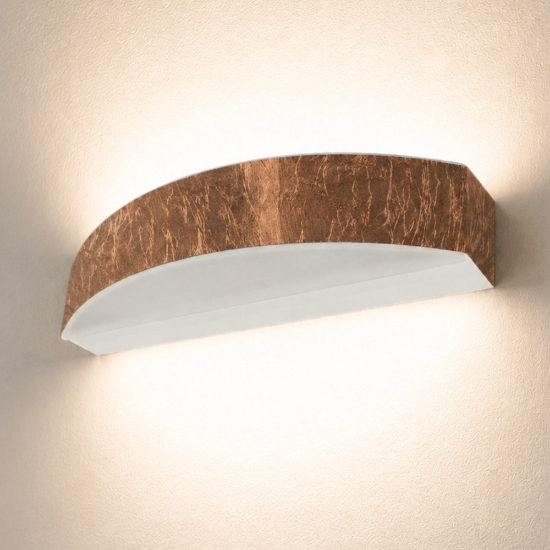 Applique da parete moderna led 16w cct 3000k 4000k rame biemissione curva