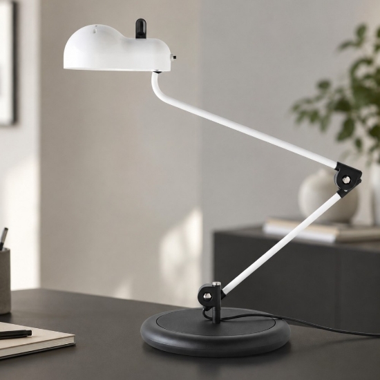Lampada da tavolo design bianca lampadina led e27 2700k stilnovo topo