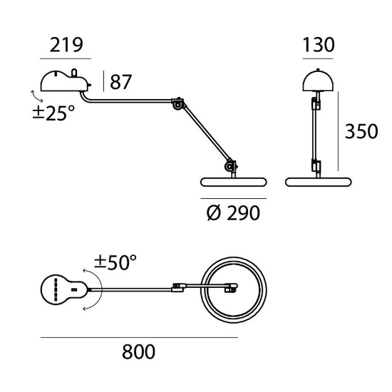Lampada da tavolo design bianca lampadina led e27 2700k stilnovo topo