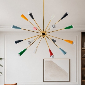 Lampadario moderno design oro multicolore 16 luci siltnovo sputnik