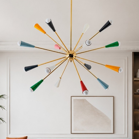 Lampadario moderno design oro multicolore 16 luci siltnovo sputnik
