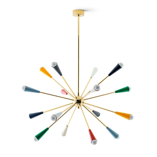 Lampadario moderno design oro multicolore 16 luci siltnovo sputnik