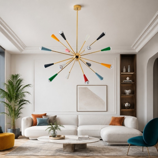 Lampadario moderno design oro multicolore 16 luci siltnovo sputnik