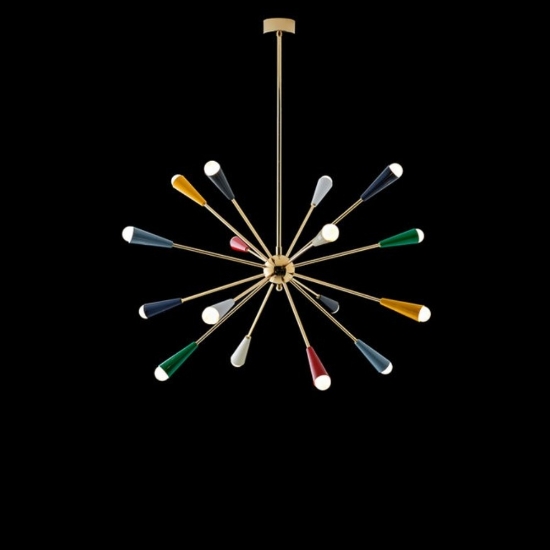 Lampadario moderno design oro multicolore 16 luci siltnovo sputnik