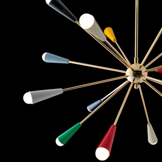 Lampadario moderno design oro multicolore 16 luci siltnovo sputnik