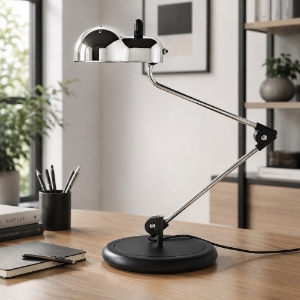 Lampada da scrivania cromo design moderno stilnovo topo