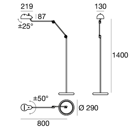 Lampada da terra moderna cromo led 5.9w 2700k e27 stilnovo topo
