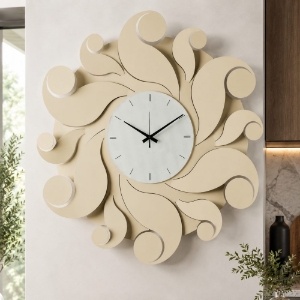 Orologio moderno da parete color crema rotondo 79cm