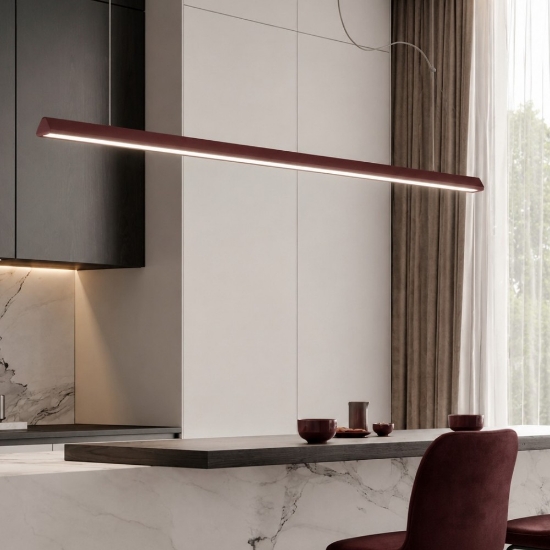 Lampadario a sospensione moderno barra led 40w cct 3000k 6000k bordeaux 120cm per cucina