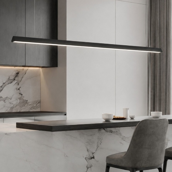 Lampadario a sospensione per cucina moderna barra led 40w cct 3000k 6000k antracite 120cm