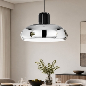 Lampada a sospensione cromo nero stilnovo trepiu