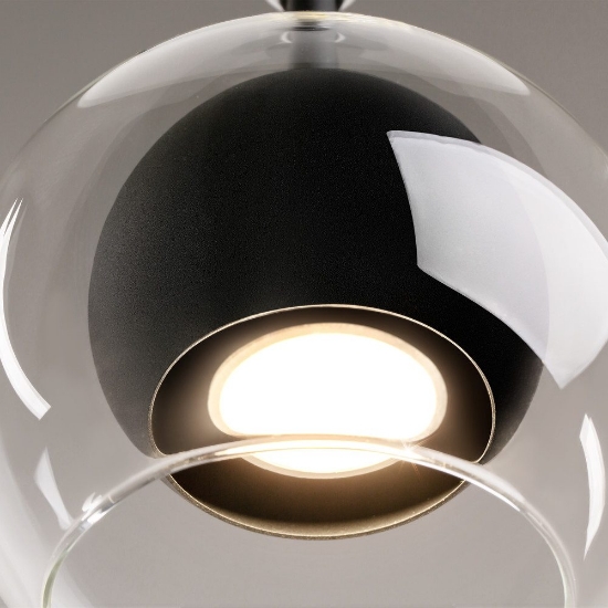 Lampada nera a sospensione moderna sfere in vetro maytoni ros
